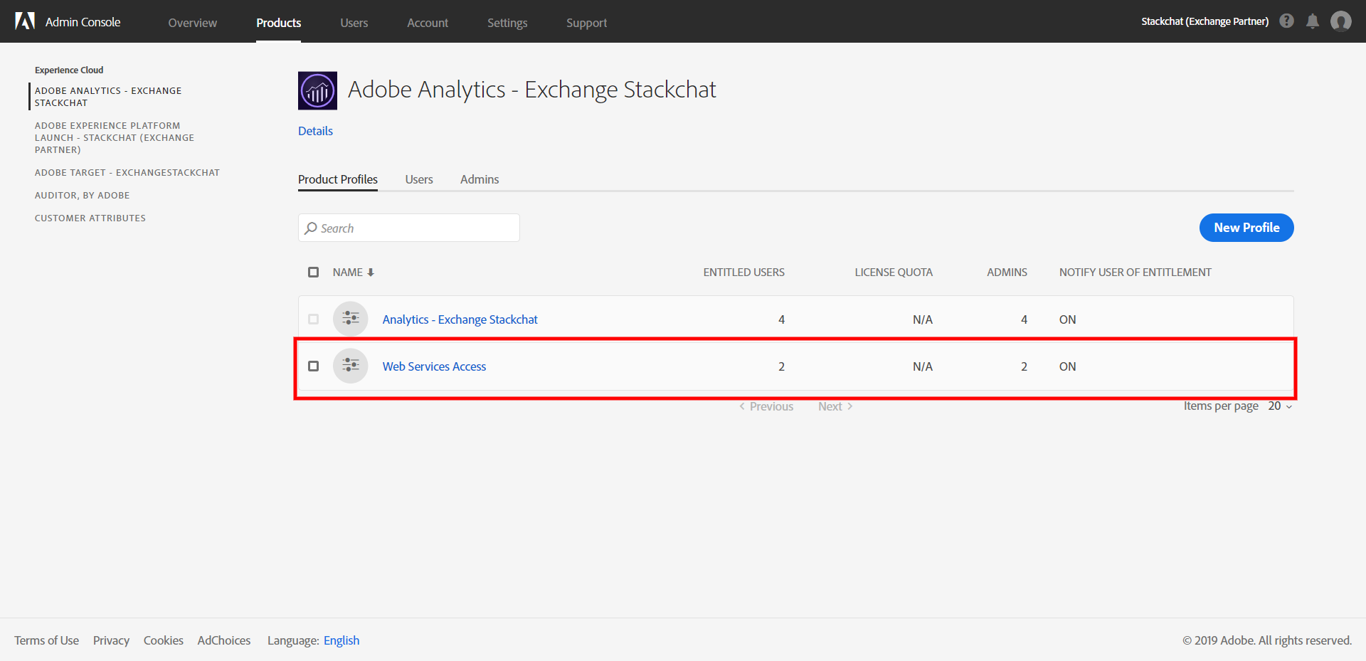 Adobe Analytics Product Profiles Page With Profile