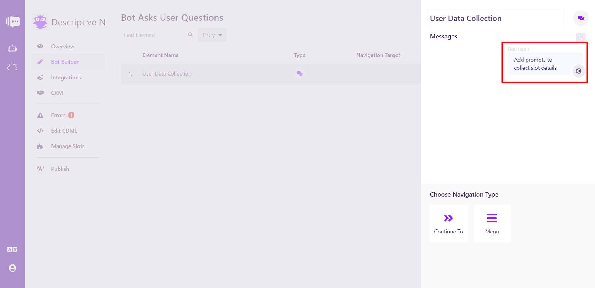Creating a User Input Group